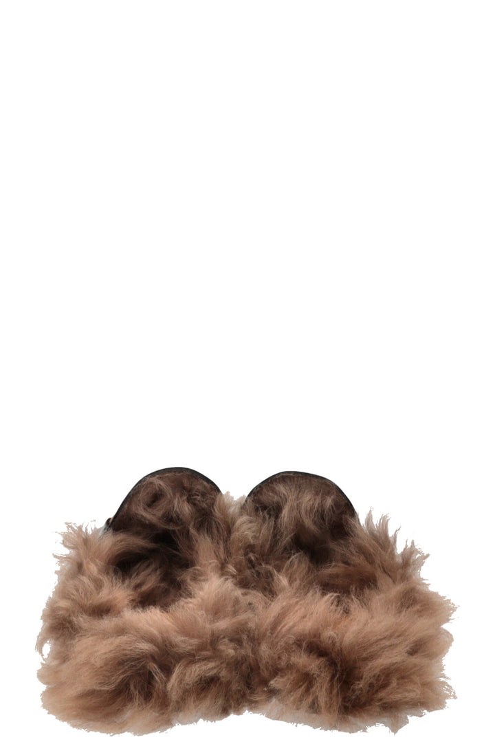 GUCCI Fur Princetown Mules Leather Black