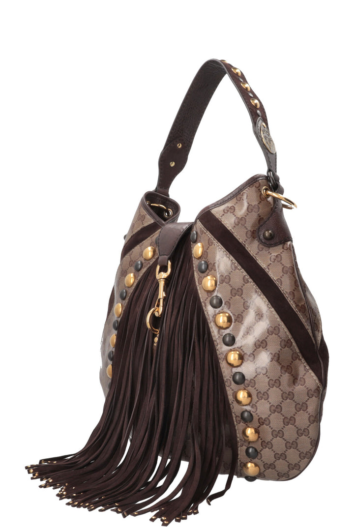 Sac hobo frangé GUCCI GG Babouska en toile