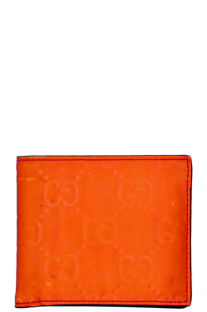 GUCCI GG Bi Fold Wallet Neon Orange