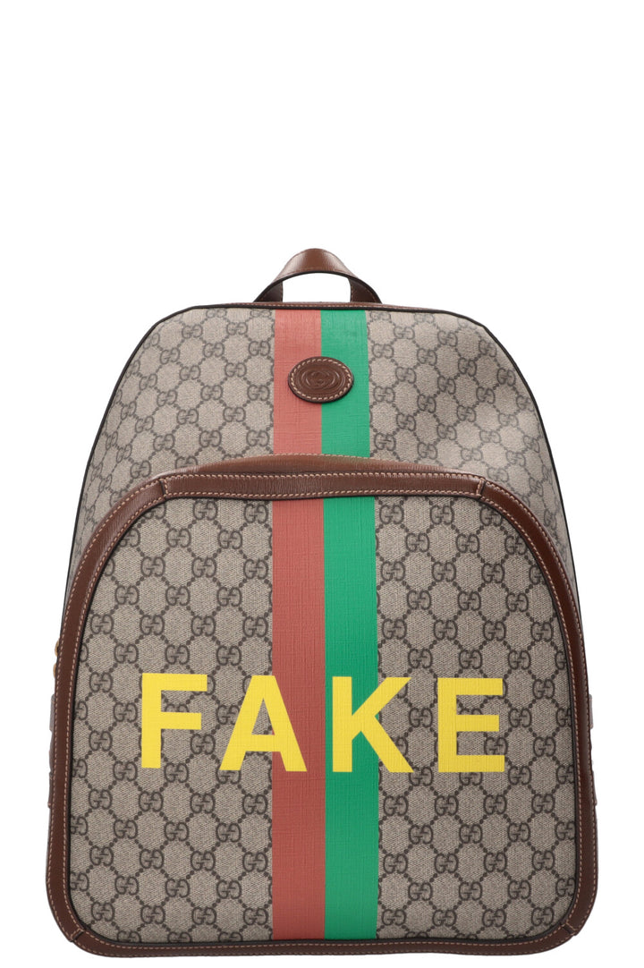 GUCCI GG Fake/Not Backpack Supreme Canvas Brown