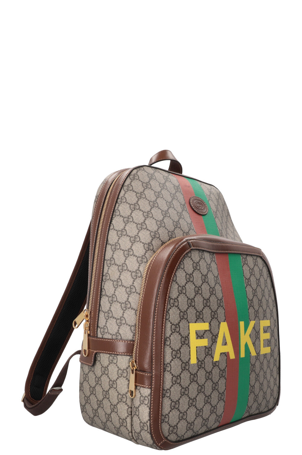 GUCCI GG Fake/Not Backpack Supreme Canvas Brown