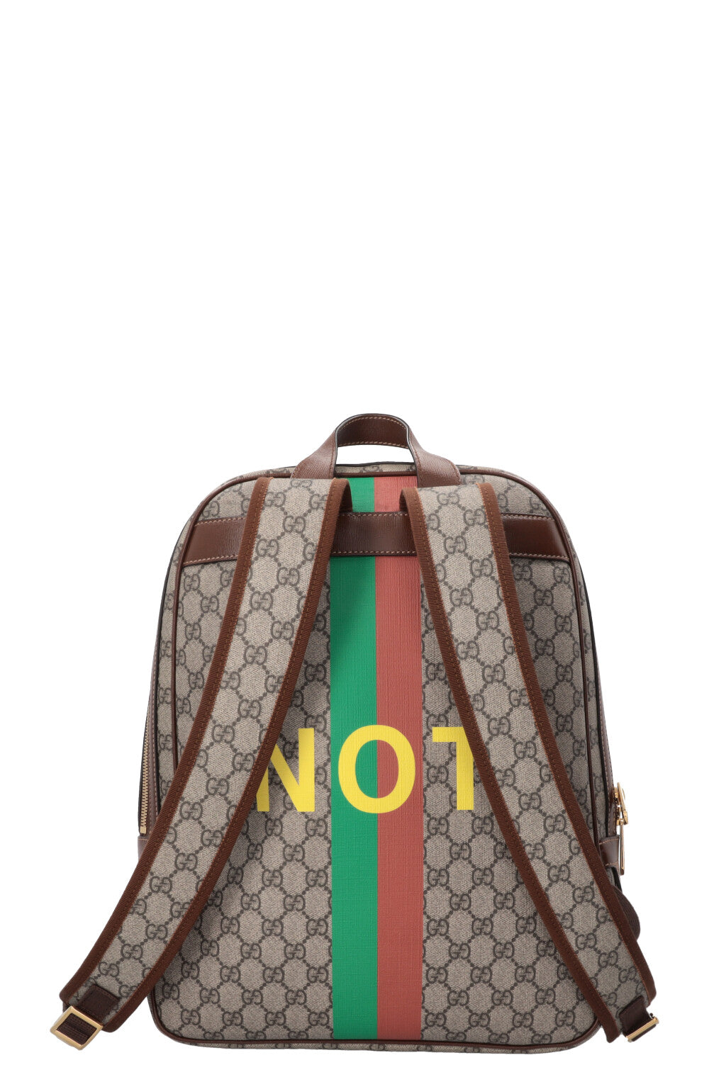 GUCCI GG Fake/Not Backpack Supreme Canvas Brown