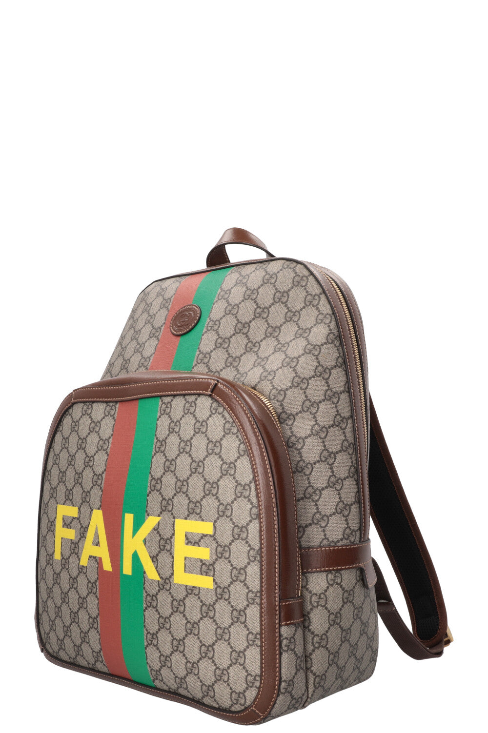 GUCCI GG Fake/Not Backpack Supreme Canvas Brown