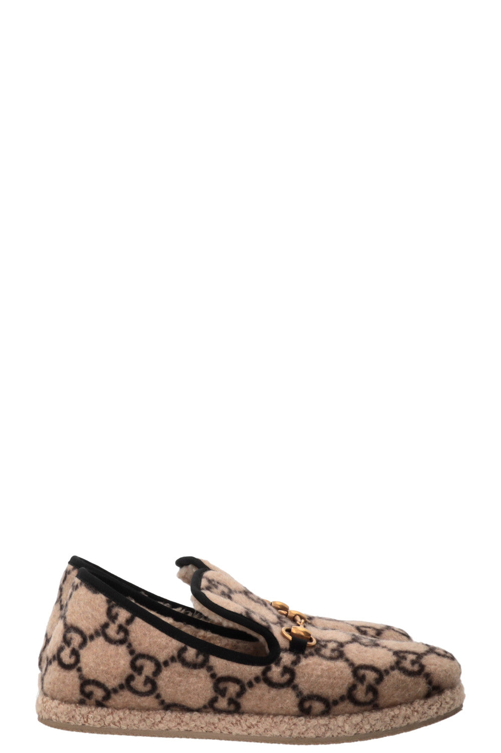 GUCCI Mocassins GG Fria Laine Beige Marron