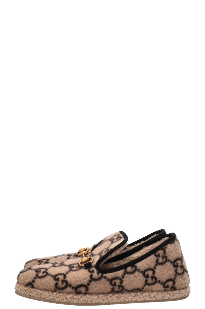 GUCCI Mocassins GG Fria Laine Beige Marron