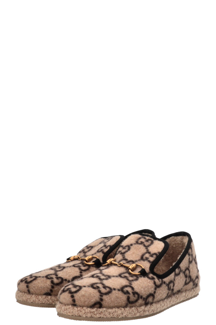 GUCCI Mocassins GG Fria Laine Beige Marron