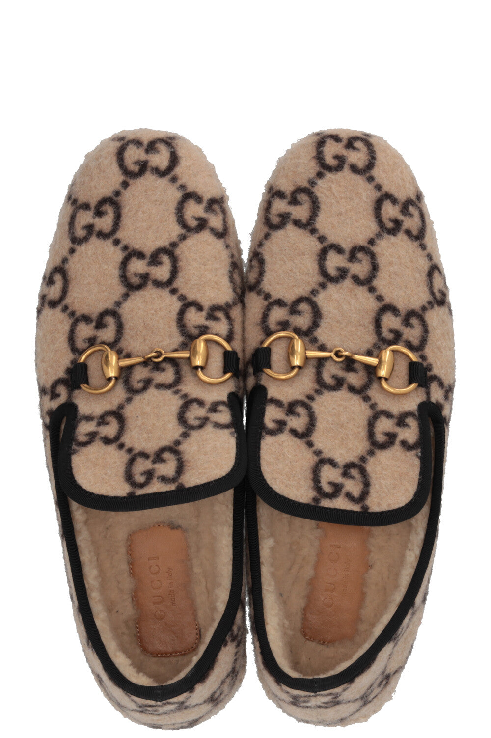 GUCCI Mocassins GG Fria Laine Beige Marron