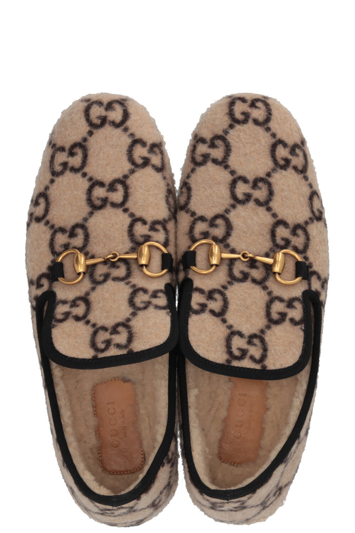 GUCCI Mocassins GG Fria Laine Beige Marron