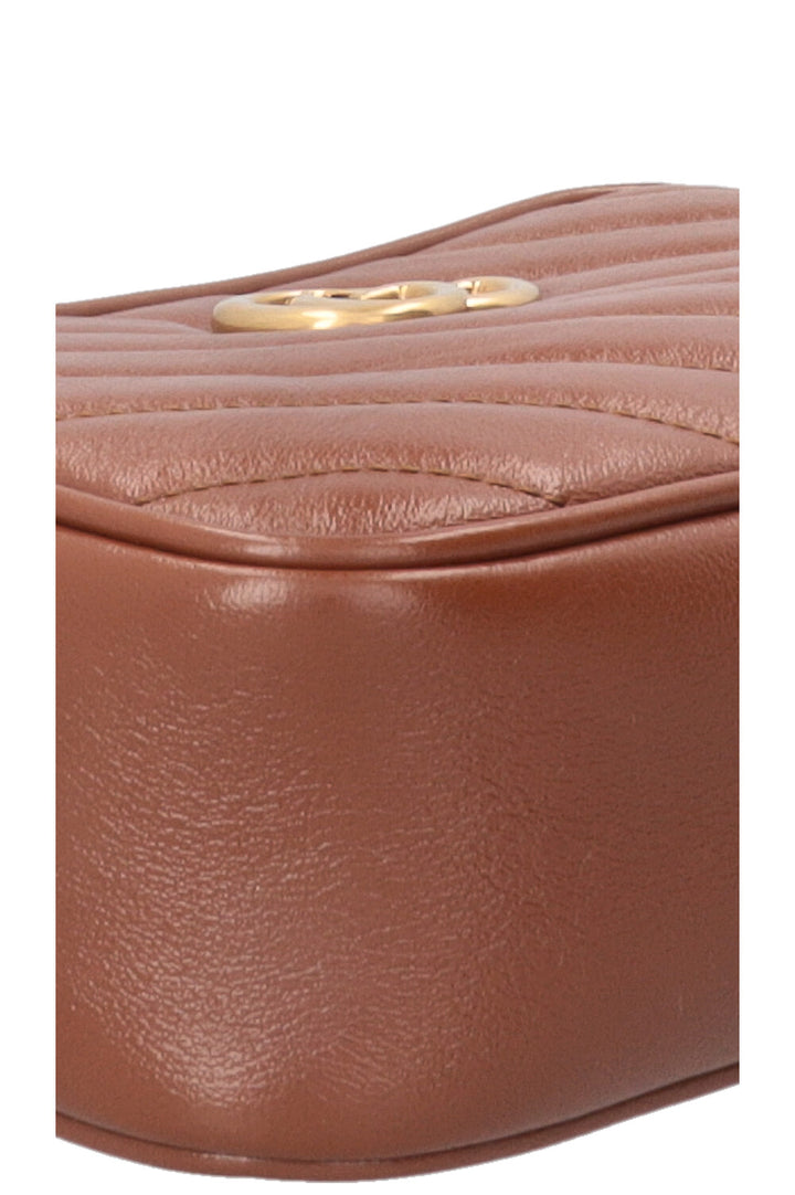 GUCCI GG Marmont Mini Camera Bag Leather Brown
