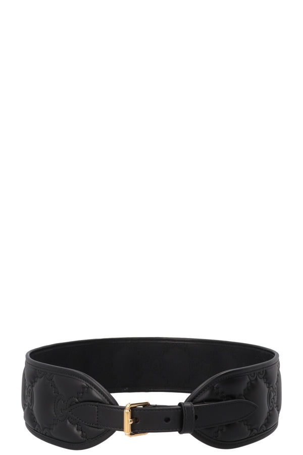 GUCCI GG Wide Waist Belt Leather Black