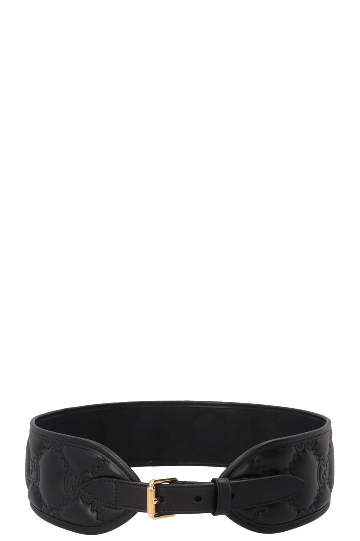 GUCCI GG Wide Waist Belt Leather Black