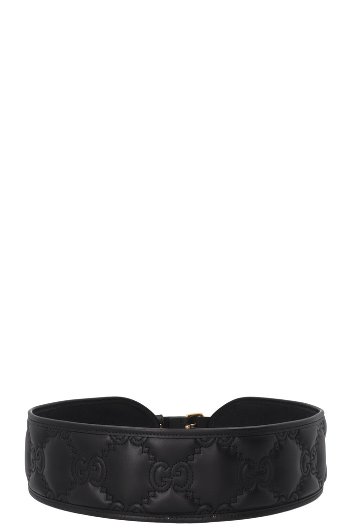 GUCCI GG Wide Waist Belt Leather Black