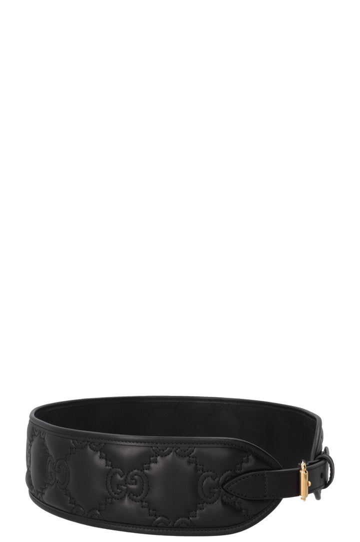 GUCCI GG Wide Waist Belt Leather Black