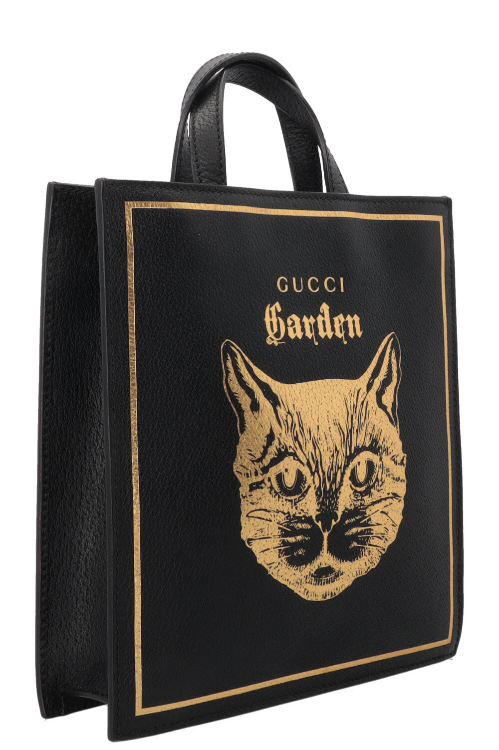 GUCCI Garden Cabas Chat Petit Format en Cuir Noir
