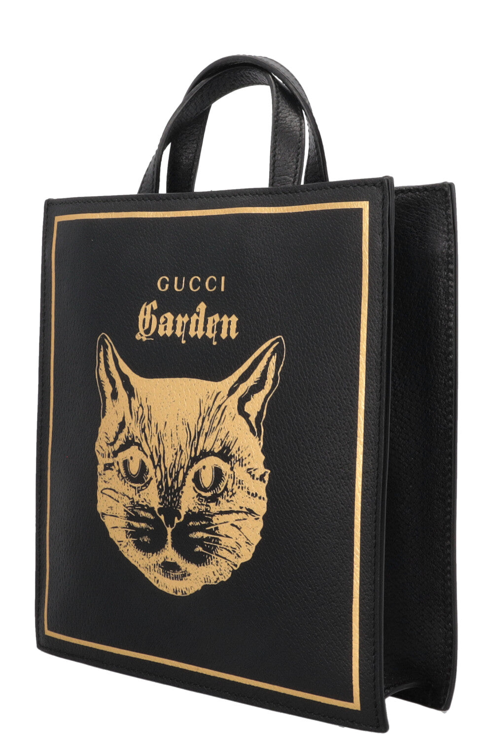 GUCCI Garden Cabas Chat Petit Format en Cuir Noir