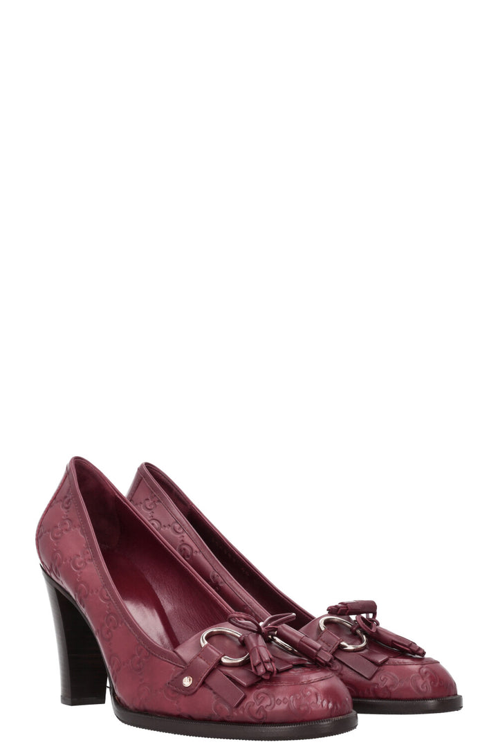 Escarpins à bride arrière Gucci en cuir Guccissima bordeaux