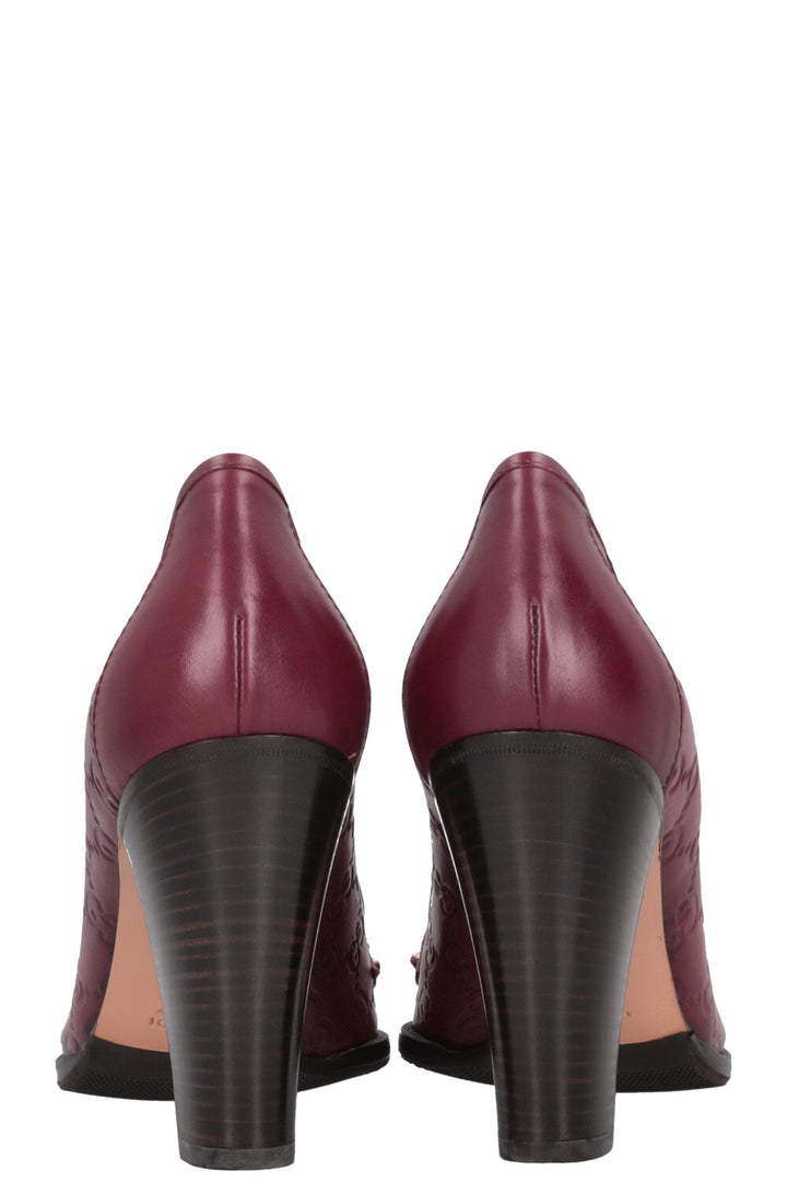 Escarpins à bride arrière Gucci en cuir Guccissima bordeaux