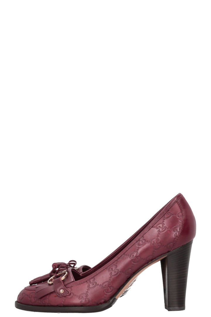 Escarpins à bride arrière Gucci en cuir Guccissima bordeaux