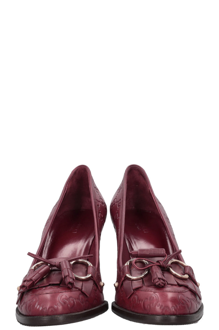 Escarpins à bride arrière Gucci en cuir Guccissima bordeaux