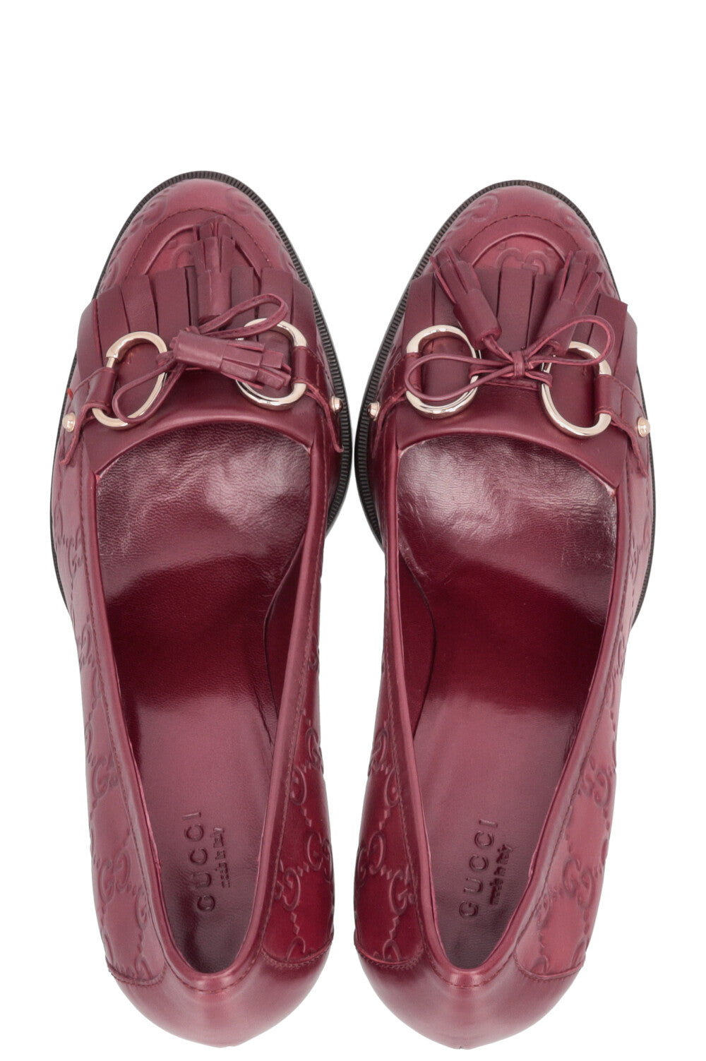 Escarpins à bride arrière Gucci en cuir Guccissima bordeaux