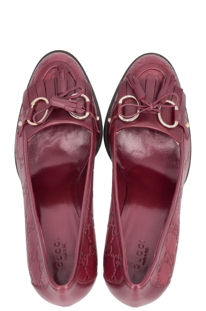 Escarpins à bride arrière Gucci en cuir Guccissima bordeaux