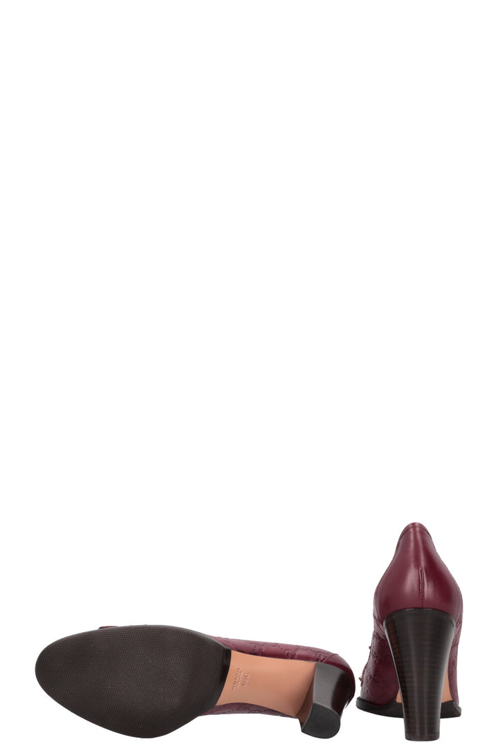 Escarpins à bride arrière Gucci en cuir Guccissima bordeaux