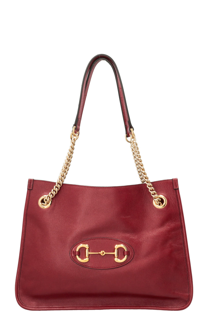 GUCCI Horsebit 1955 Tote Bag Leather Red