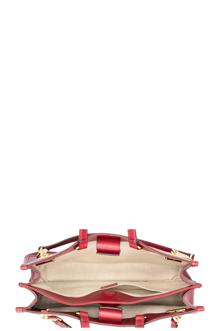 GUCCI Horsebit 1955 Tote Bag Leather Red
