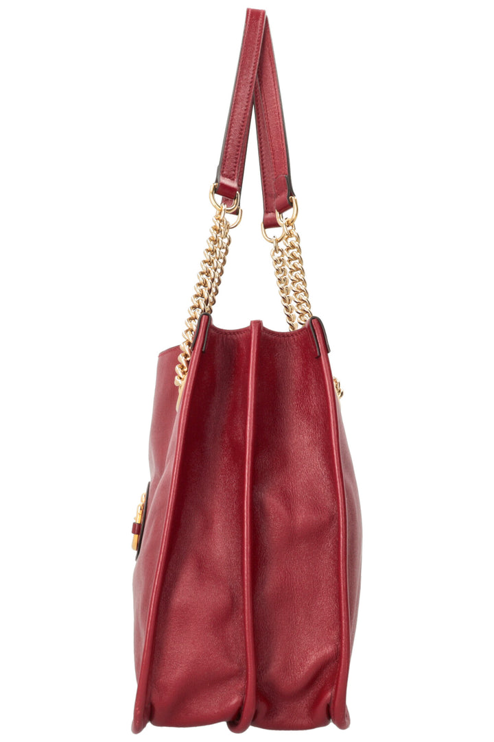 GUCCI Horsebit 1955 Tote Bag Leather Red