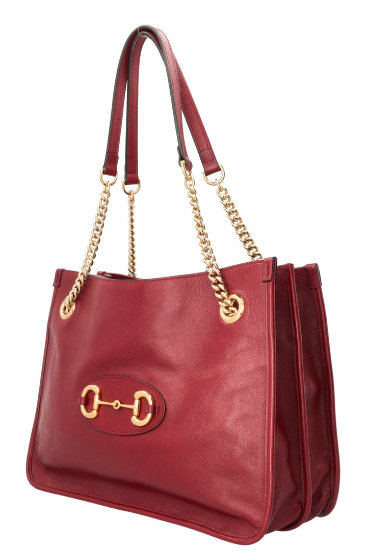 GUCCI Horsebit 1955 Tote Bag Leather Red
