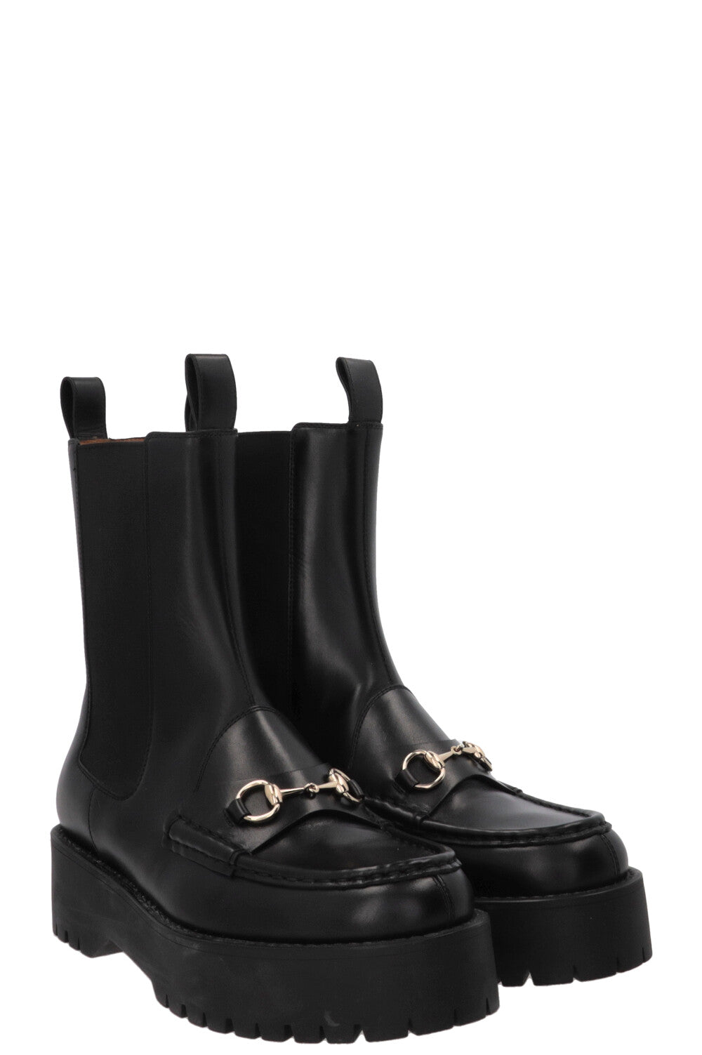 GUCCI Horsebit Boots Leather Black
