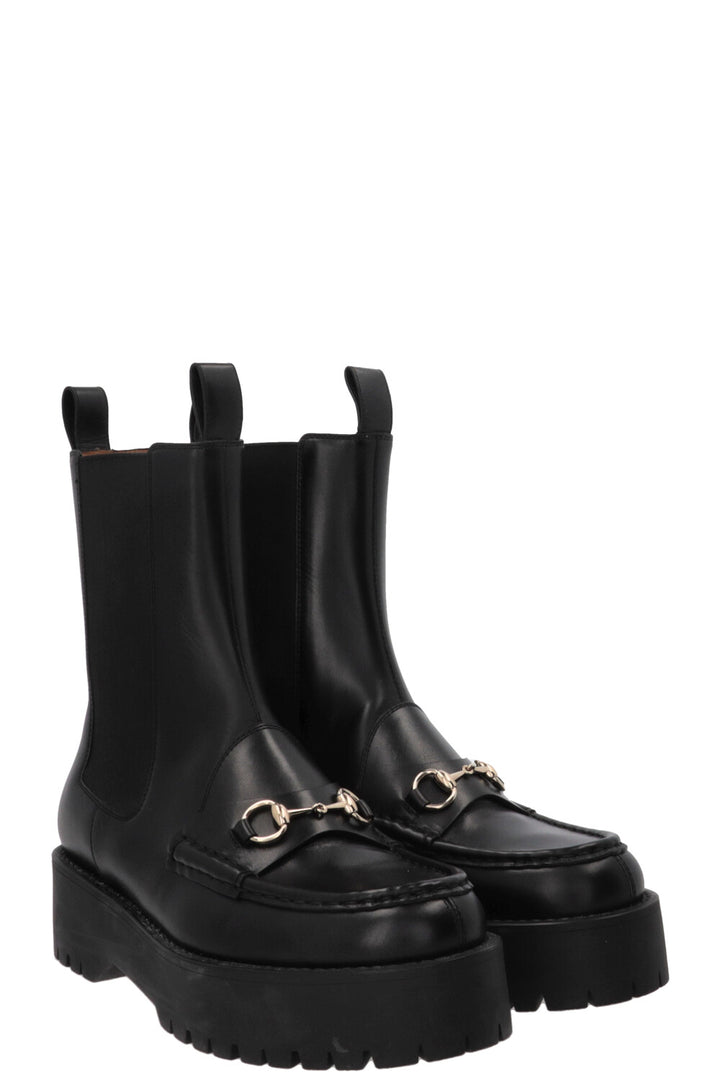 GUCCI Horsebit Boots Leather Black