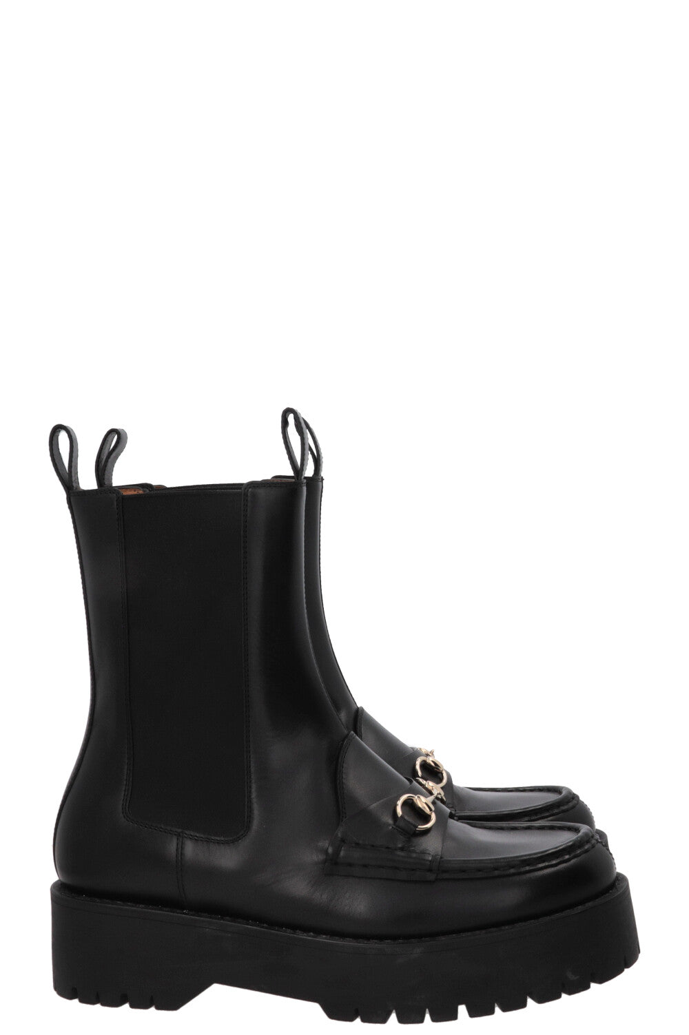 GUCCI Horsebit Boots Leather Black