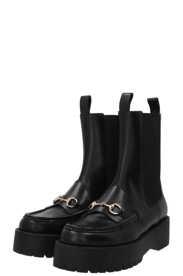 GUCCI Horsebit Boots Leather Black