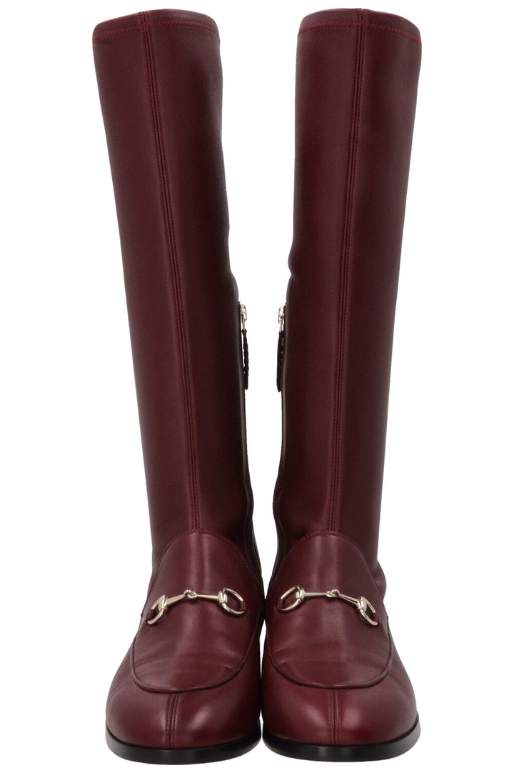 GUCCI Horsebit Boots Leather Bordeaux