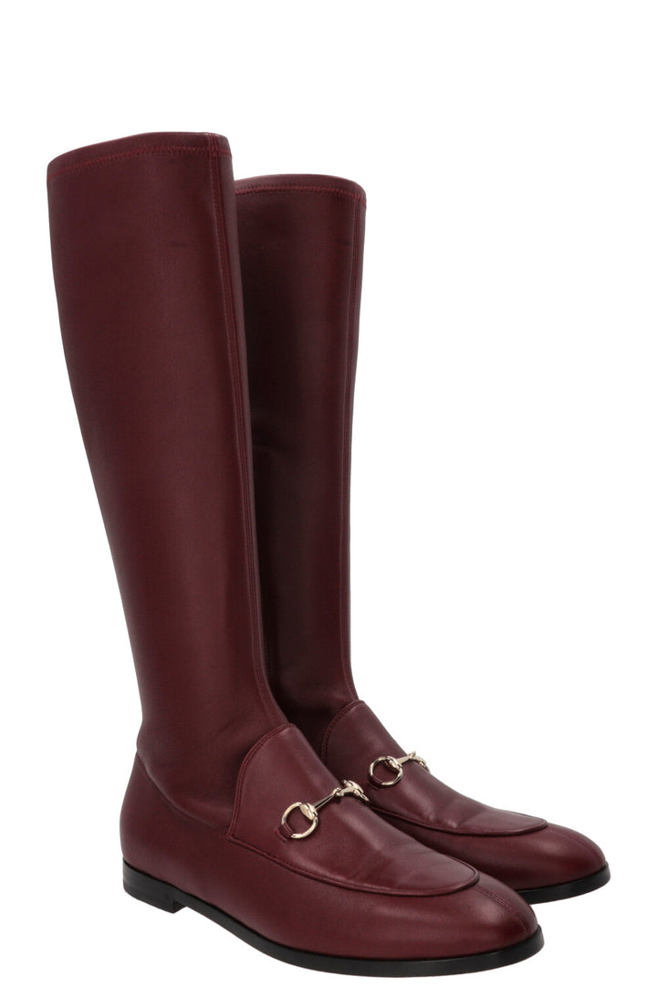 GUCCI Horsebit Boots Leather Bordeaux