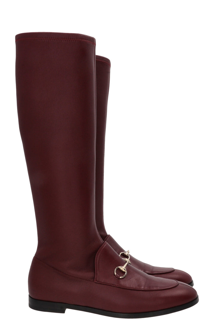 GUCCI Horsebit Boots Leather Bordeaux