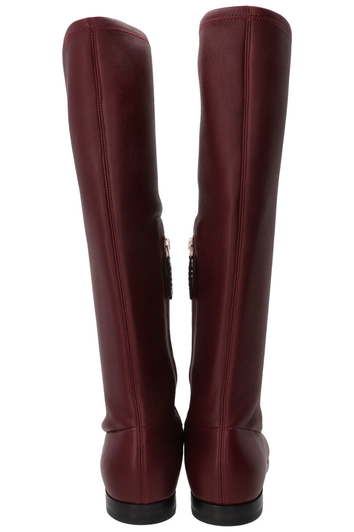 GUCCI Horsebit Boots Leather Bordeaux