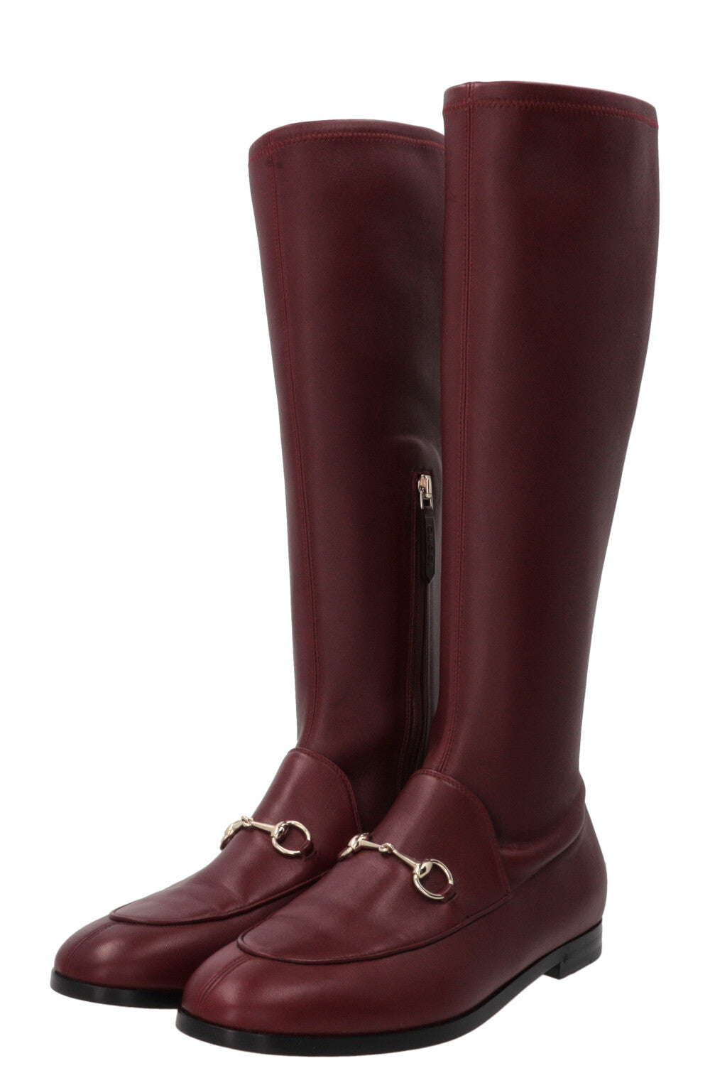 GUCCI Horsebit Boots Leather Bordeaux