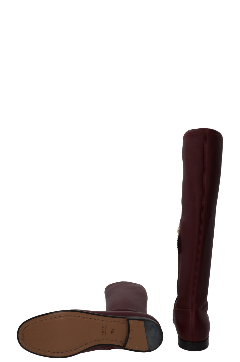 GUCCI Horsebit Boots Leather Bordeaux