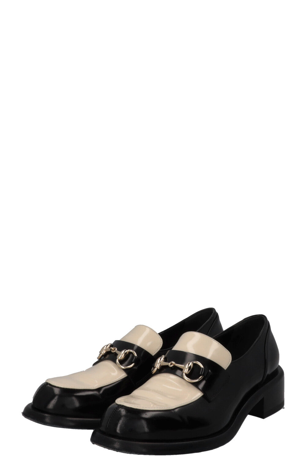 GUCCI Horsebit Loafer Patent White Black