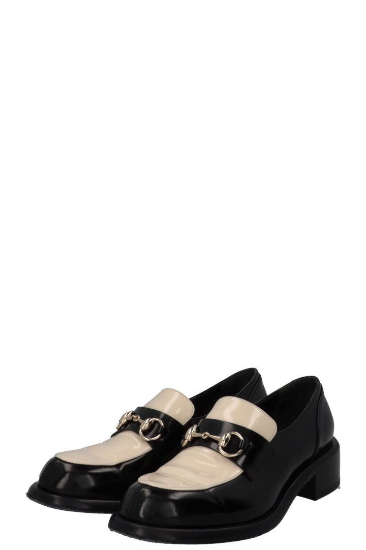 GUCCI Horsebit Loafer Patent White Black