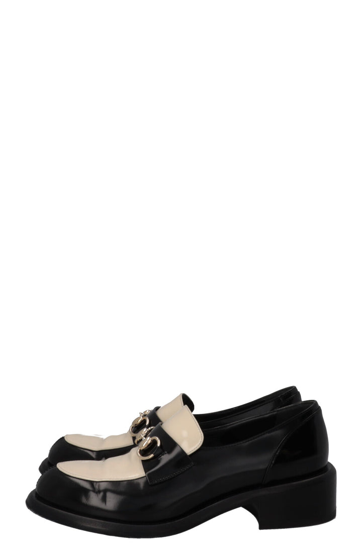 GUCCI Horsebit Loafer Patent White Black