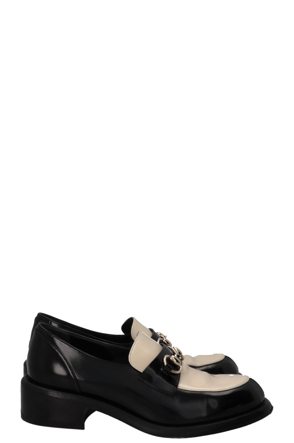 GUCCI Horsebit Loafer Patent White Black