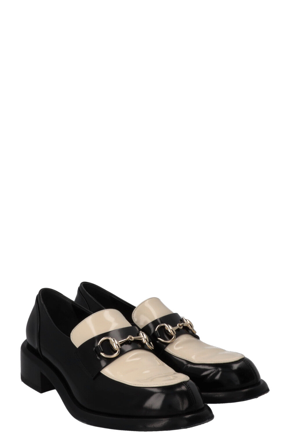 GUCCI Horsebit Loafer Patent White Black