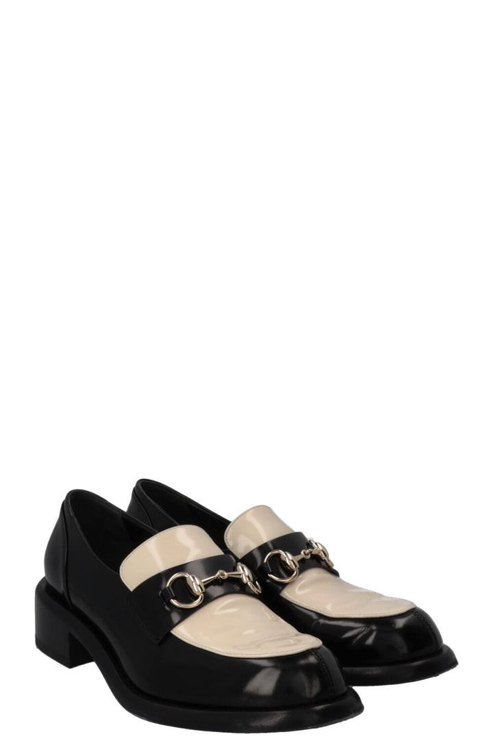 GUCCI Horsebit Loafer Patent White Black