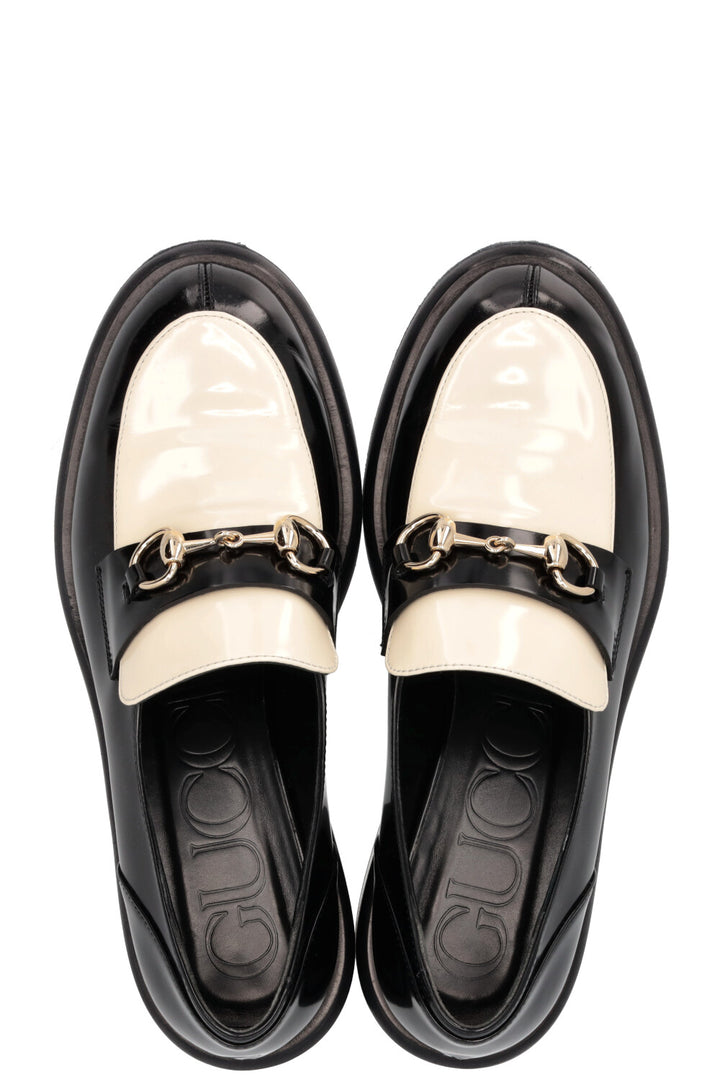 GUCCI Horsebit Loafer Patent White Black
