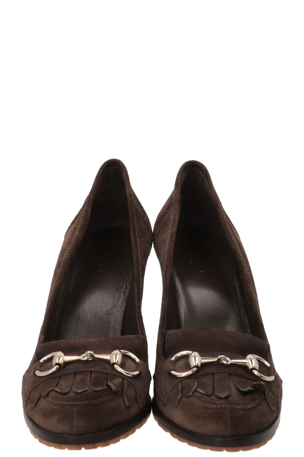 GUCCI Horsebit Pumps Suede Khaki