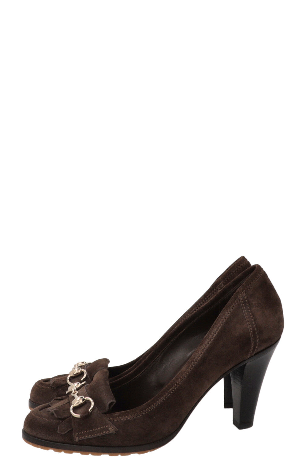 GUCCI Horsebit Pumps Suede Khaki
