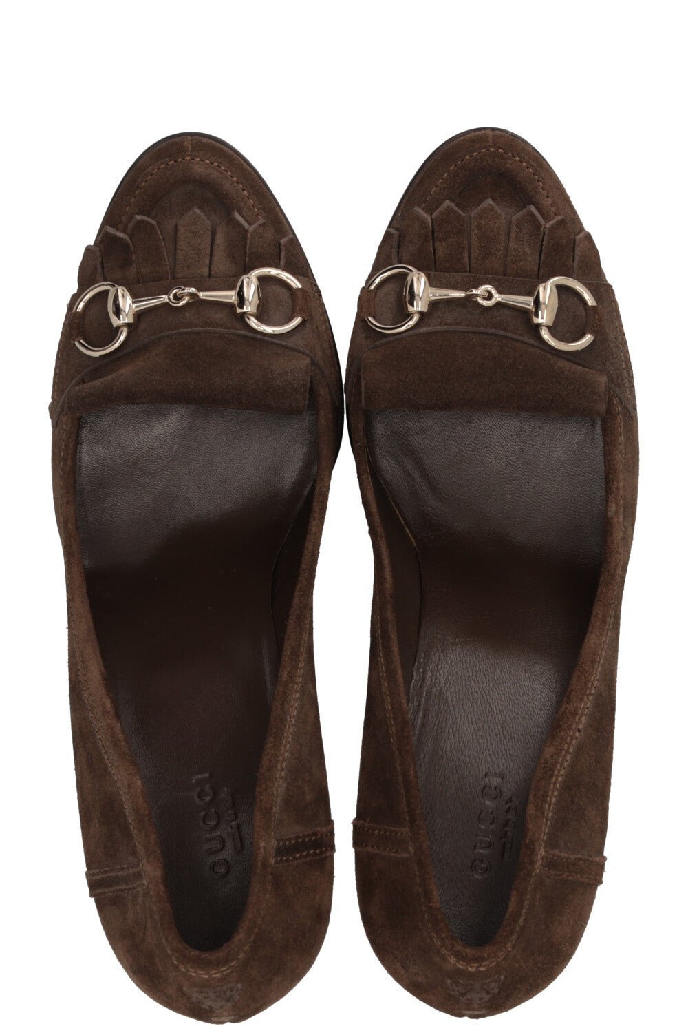 GUCCI Horsebit Pumps Suede Khaki